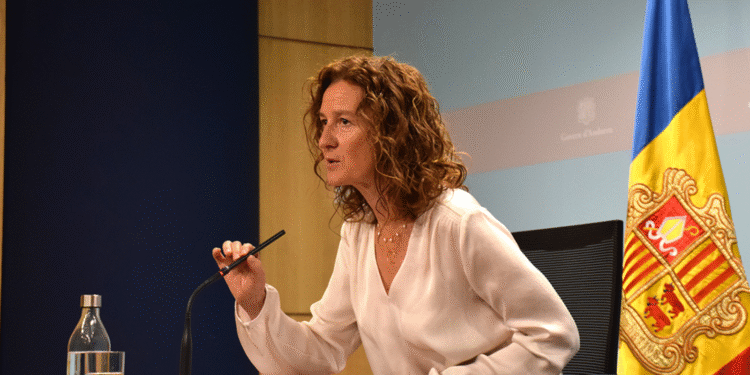 Sílvia Calvó en una compareixença davant dels mitjans de comunicació.