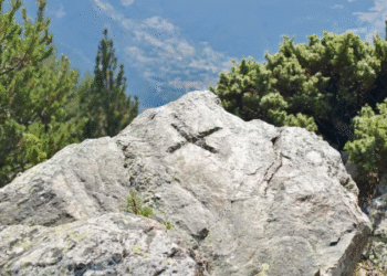 Les creus sobre pedra que marquen els límits de la frontera (Foto: Ejército de Tierra)