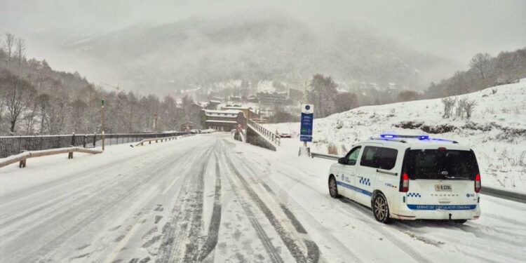 Imatge d'un control d'equipaments per part de la policia. Foto: G. Puig. Twitter.