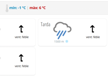 Previsió de neu a 1.500 de cara al cap de setmana