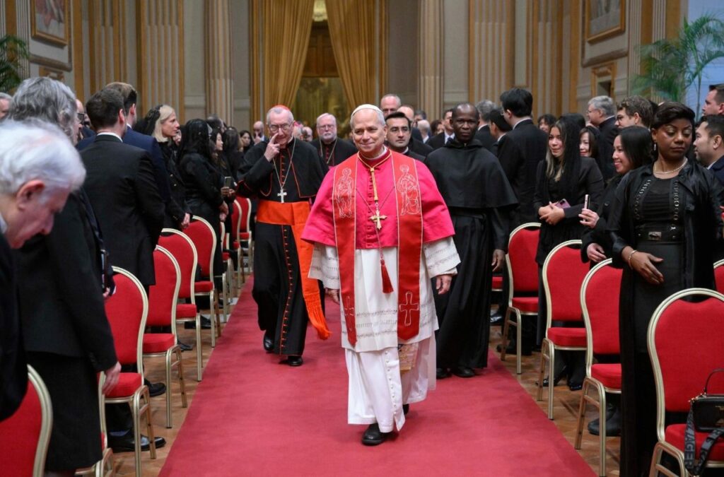 El Papa Lleó XIV durant la recepció al cos diplomàtic. Foto: ANA.