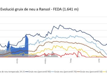 El gràfic del Servei Meteorològic referent al gruix de neu de la temporada.