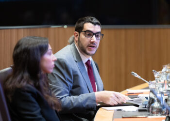 Pere Baró i Laia Moliné al Consell General. Foto: Consell General