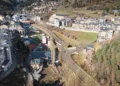 Vista aèria de la Massana que inclou la simulació del futur vial. Foto: Govern.