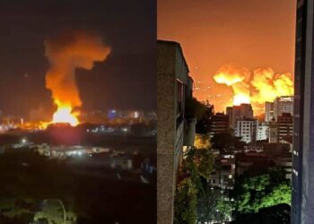 Imatge de l'impacte de les bombes a Caracas. Foto: Xarxes Socials.