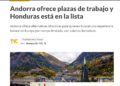 L'imatge de la portada d'un digital hondureny sobre l'oferta de feina a Andorra. Foto: TVC.