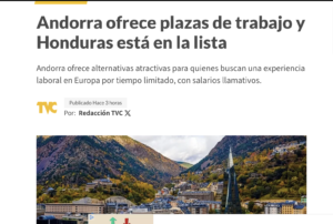 L'imatge de la portada d'un digital hondureny sobre l'oferta de feina a Andorra. Foto: TVC.