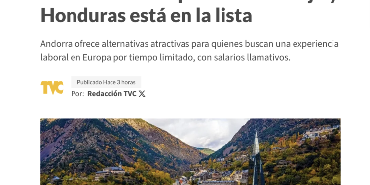 L'imatge de la portada d'un digital hondureny sobre l'oferta de feina a Andorra. Foto: TVC.