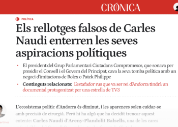 Imatge de l'article contra Carles Naudí a Crónica Global. Foto: CG.