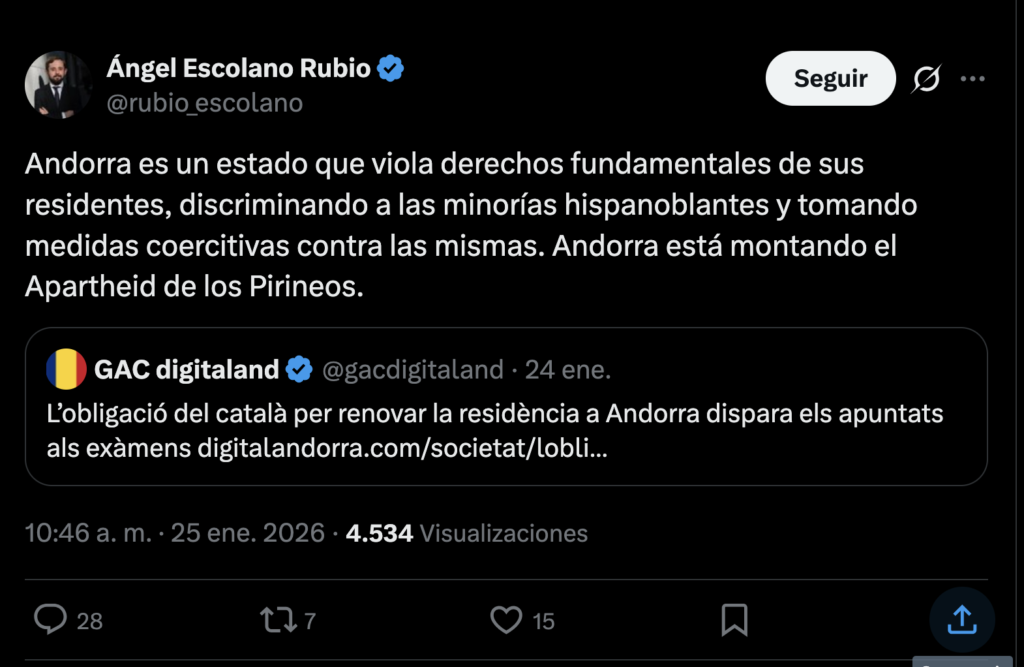 Imatge del missatge de Convivencia Civica Catalana a través del seu president. Foto: X.