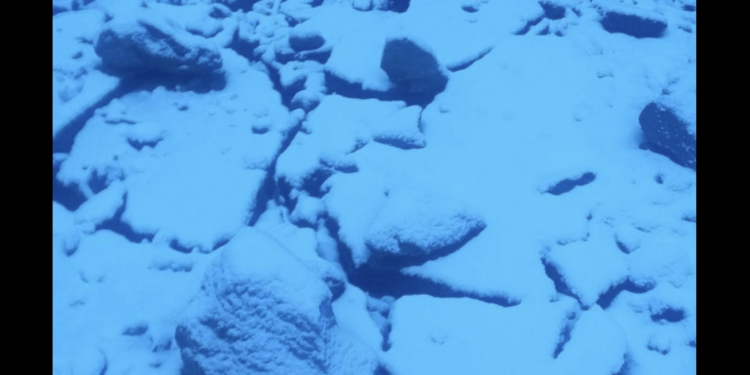 Roques a la carretera després del despreniment. Foto: LDM.
