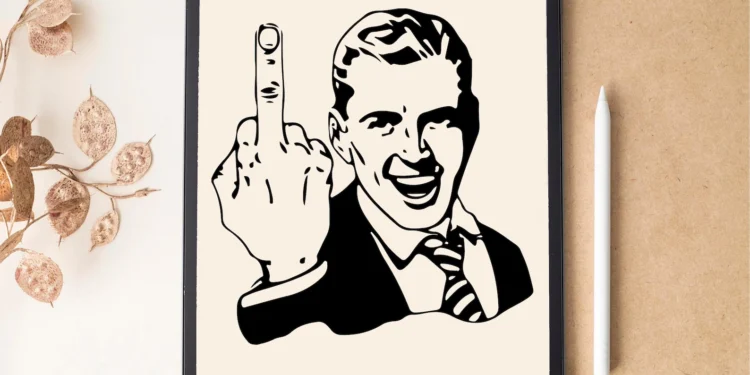 Imatge d'un home fent un 'fuck you'. Foto: Google.
