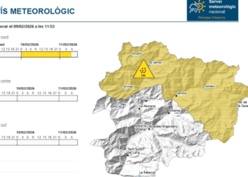 Avís groc per pluges intenses al nord a partir de demà.