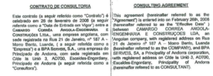 Contracte de consultoria entre Camargo Correa Angola i BPA Serveis.