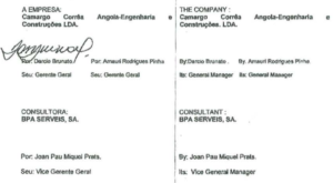 Contracte de consultoria només firmat per part dels brasilers, a través de Darcio Brunato.