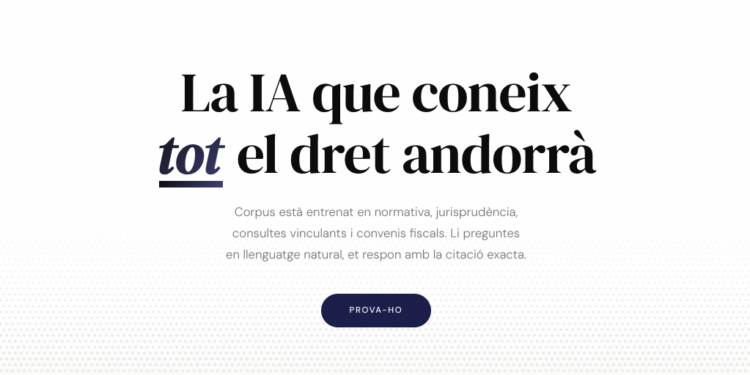 La pàgina d'accés a la IA Corpus.