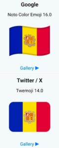 Comparació de les banderes d'Andorra de Google i d'X.