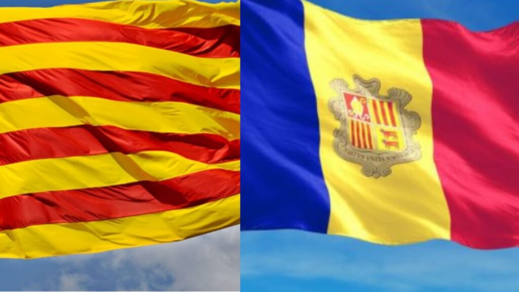 La senyera catalana i la bandera d'Andorra.