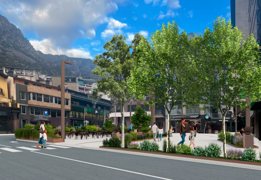 Render de la nova plaça Bartomeu Rebés Duran. Foto: Comú d'Andorra la Vella