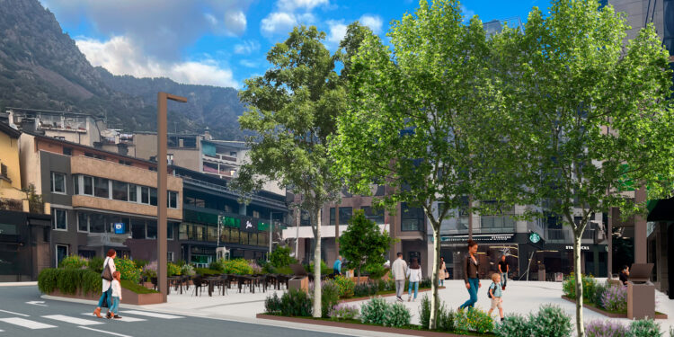 Render de la nova plaça Bartomeu Rebés Duran. Foto: Comú d'Andorra la Vella