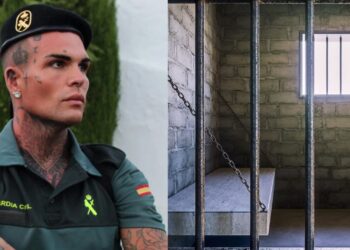 Collage de l'influencer d'Andorra Héctor 'Morritos' vestit de guàrdia civil i una presó emulant el pròxim reality de 'Zona Gemelos'.