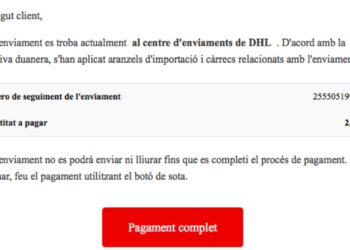Alerta de seguretat. Si reps aquest missatge de DHL per un paquet retingut, no cliquis