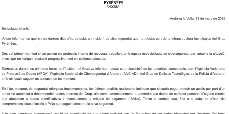 Imatge del comunicat de Pyrénées / Pyrénées