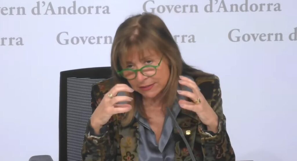 La ministra de Presidència, Economia, Treball i Habitatge, Conxita Marsol, presenta el projecte de llei per a la desregulació dels lloguers (Foto: Captura).