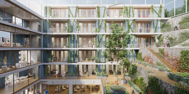 Render del projecte final dels pisos amb serveis a Sant Julià.
