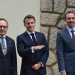 El cap de Govern, Xavier Espot, el ministre de turisme i comerç, Jordi Torres, i el president de la república francesa, Emmanuel Macron.