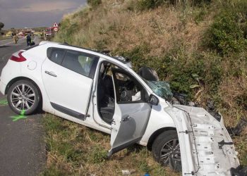 El cotxe en que viatjava el jove de Guissona mort / NT Laia P.