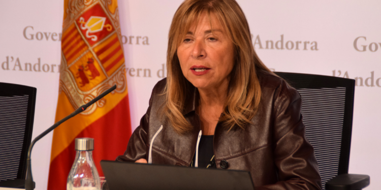 La ministra de Presidència, Economia, Treball i Habitatge, Conxita Marsol, en roda de premsa.