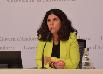 La directora del Departament d'Infància i d'Adolescència, Laura Mas, en roda de premsa.