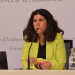 La directora del Departament d'Infància i d'Adolescència, Laura Mas, en roda de premsa.