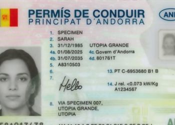 Exemple del permís de conduir. Foto: Govern d'Andorra