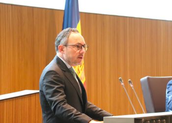 Xavier Espot durant el debat d'orientació / Demòcrates