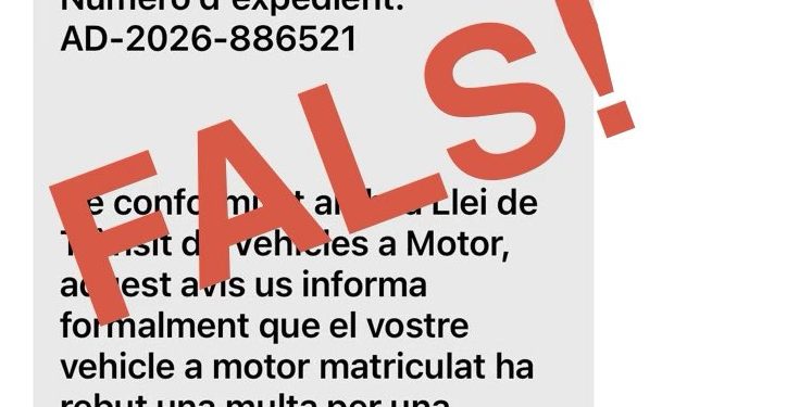 L'estafa denunciada per la policia. Foto: Policia d'Andorra