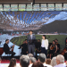 El cònsol major d'Andorra la Vella, Sergi González, i la cònsol menor, Olalla Losada, durant l'acte.