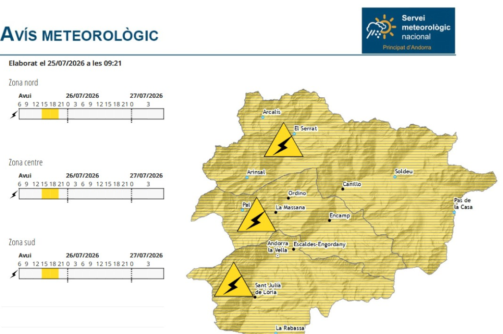 Avís groc per tempestes.