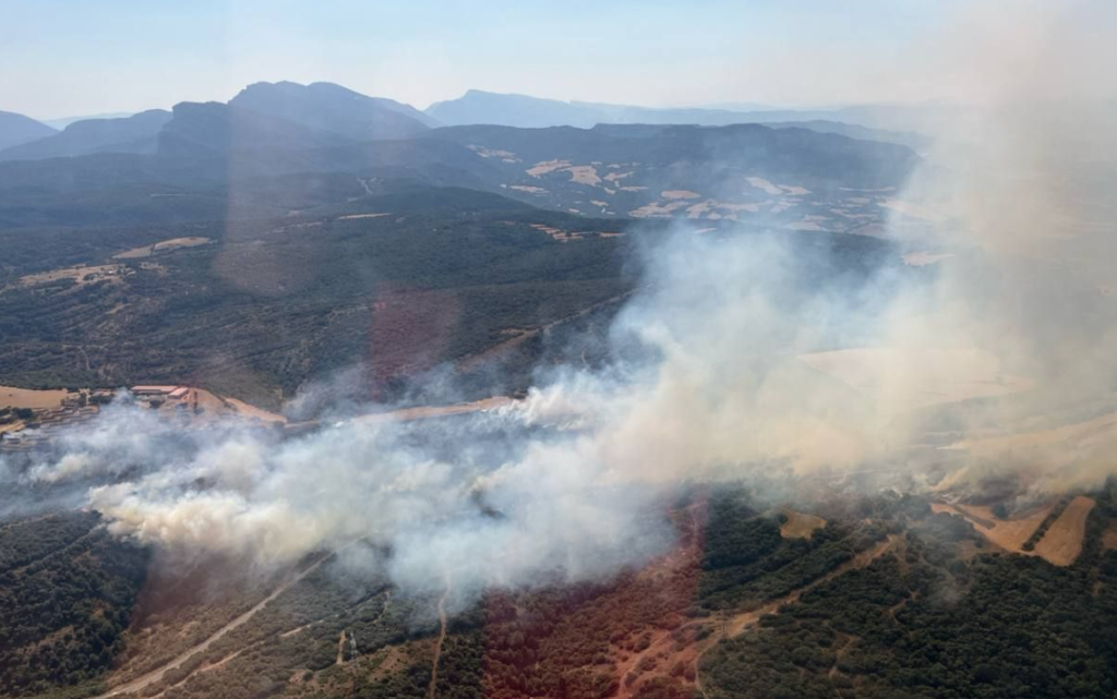 Incendi a prop de la carretera de Comiols, al municipi d'Artesa de Segre.