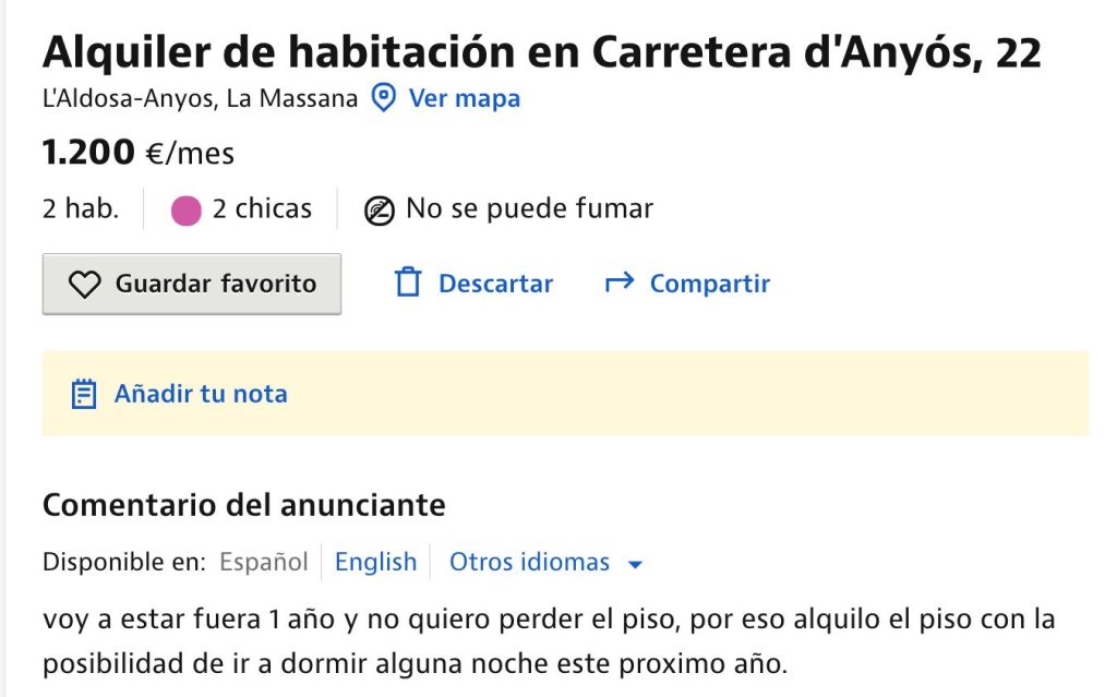 Lloguer habitació