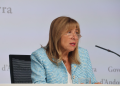 La ministra de Presidència, Economia, Treball i Habitatge, Conxita Marsol, durant la roda de premsa.