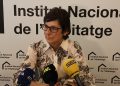 La directora de l'Institut Nacional de l'Habitatge, Marta Alberch, en la roda de premsa en les instal·lacions de l'Institut Nacional de l'Habitatge.