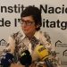 La directora de l'Institut Nacional de l'Habitatge, Marta Alberch, en la roda de premsa en les instal·lacions de l'Institut Nacional de l'Habitatge.