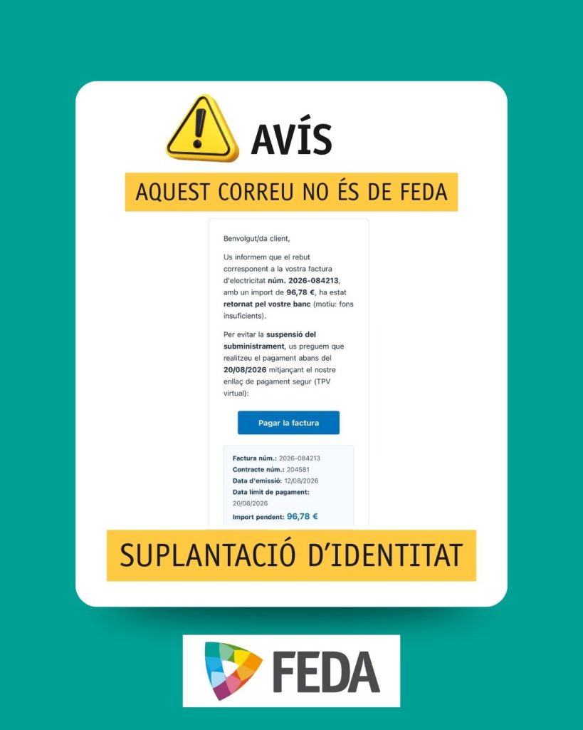 Avís de FEDA a través de xarxes.