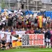 Imatge de la protesta al camp de l'FC Andorra / Ceuta