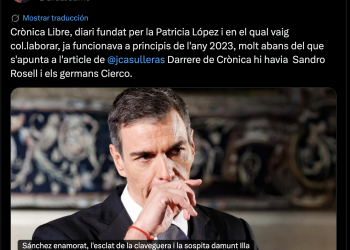 Post on s'explica a X que els Cierco eren darrere del mitjà de les clavegueres del PSOE / X