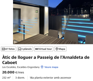 Âtic a 20.000 euros de lloguer al mes / Idealista
