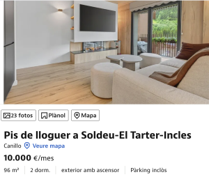10.000 euros de lloguer al mes / Idealista