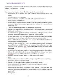 Document de la preparació de la compareixença de Marcelino Martín Blas a la comissió del Congrés sobre l'Operació Catalunya